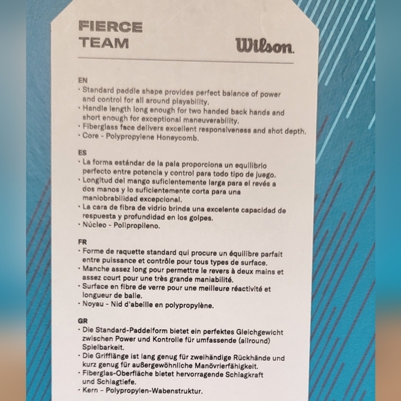 Wilson Fierce Team Pickleball Paddle Teal and Black - Picture 2 of 5